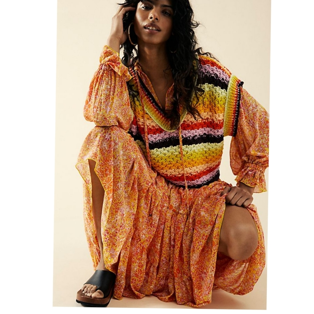 💯Free People Feeling Groovy Maxi Dress size S